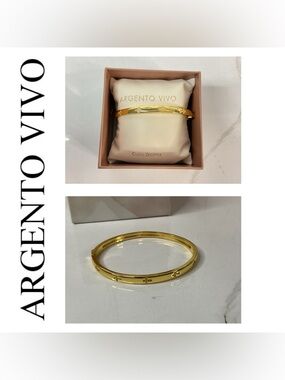 🌟 Argento Vivo 18K Gold Plated Cross Design Bangle